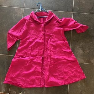 60s pink button down tunic
